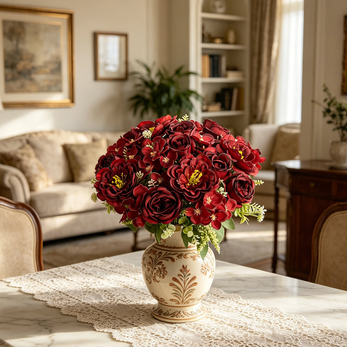 Artificial Silk Peony & Hydrangea Bouquet | Wedding & Home Decor Artificial Flower Bouquet Axl