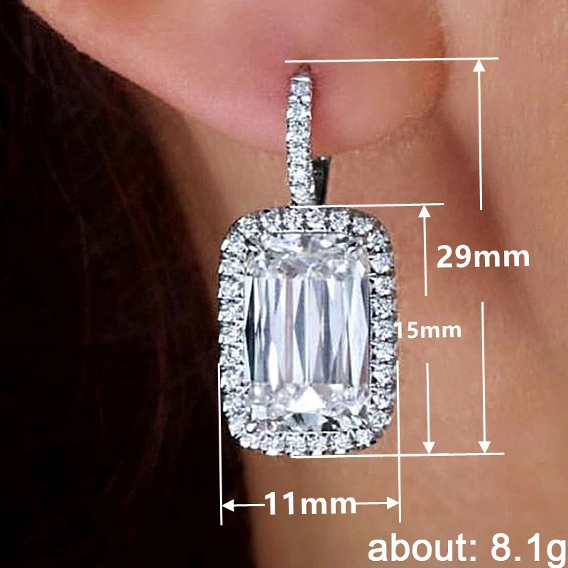 Huitan Geometric CZ Dangle Earrings – Silver Wedding Jewelry Dangle Earrings Axl