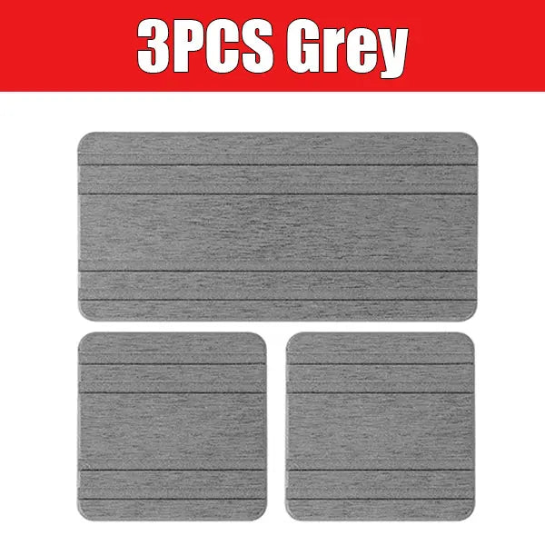 3-Pack Diatomite Sink Tray | Fast-Drying Stone Counter Mat Diatomite Counter Tray Axl 3PCS Gray L