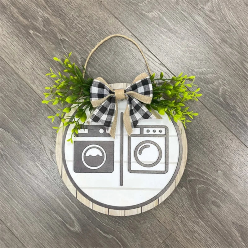 Rustic Round Wooden Sign – Funny Bathroom & Laundry Wall Decor Wooden Wall Sign Axl B