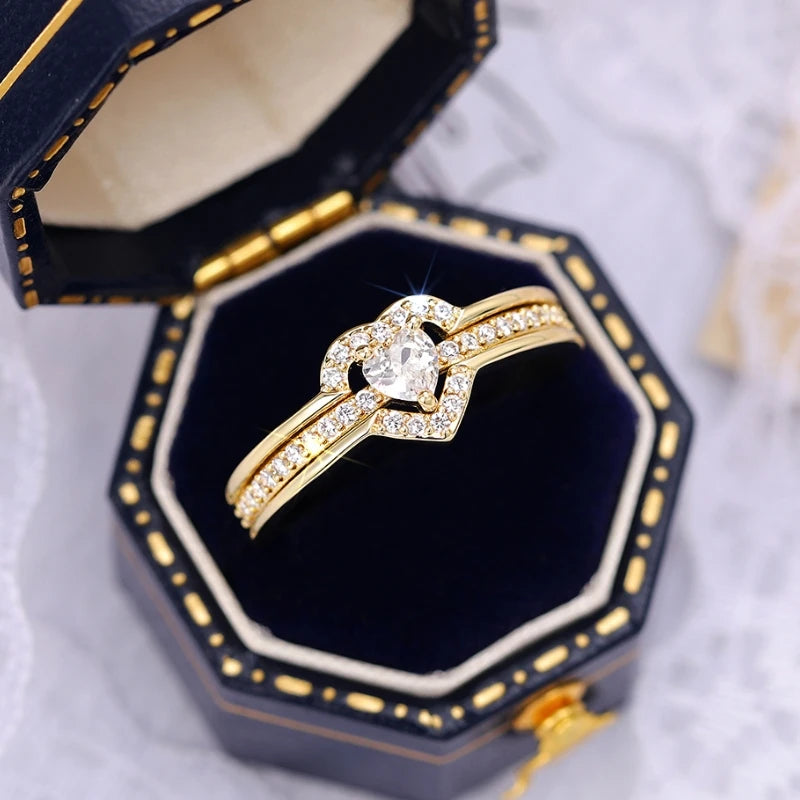Huitan Heart Cubic Zirconia Wedding Band Ring for Women Wedding Band Ring Axl