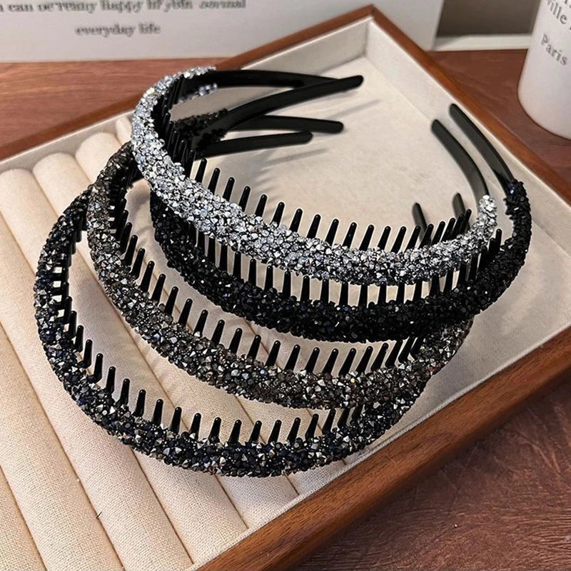 Rhinestone Non-Slip Toothed Headband – Shiny Hair Hoop Rhinestone Headband Axl