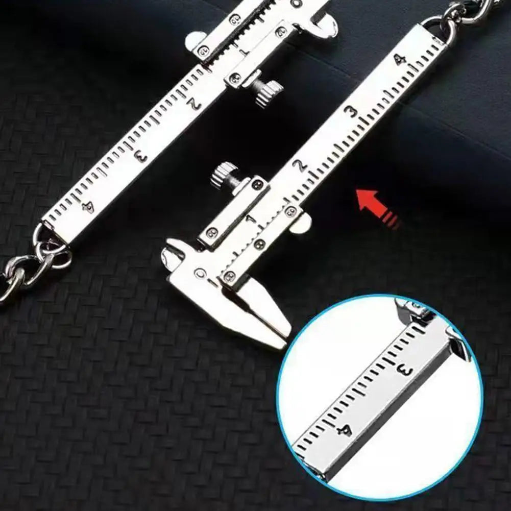 Mini Vernier Caliper Keychain – Stainless Steel Novelty Pendant Novelty Keychain Axl