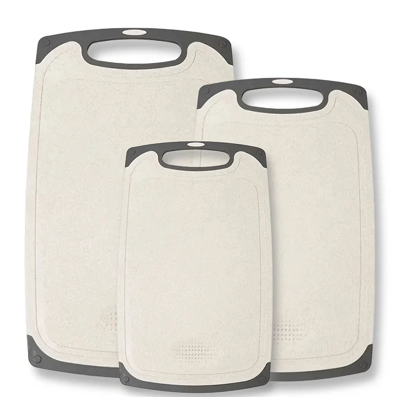 PLYS Non-Slip Cutting Board with Juice Groove | BPA-Free PP Kitchen Cutting Board Axl 3pcs