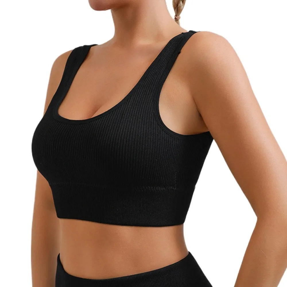 Seamless Sports Bra – Breathable Moisture-Wicking Yoga Bra Sports Bra Axl Black L