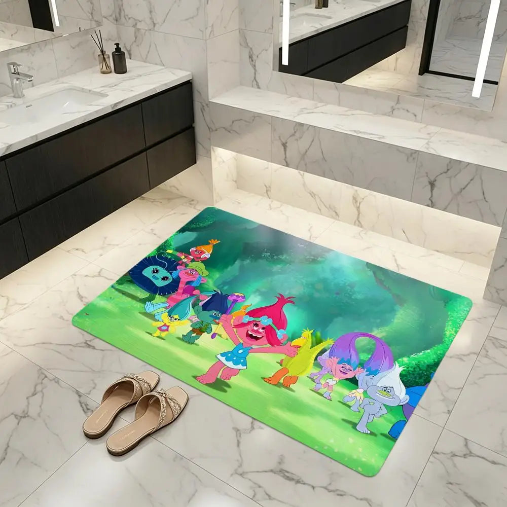 Cartoon Trolls Diatomite Bath Mat – Quick Dry & Non-Slip Diatomite Bath Mat Axl