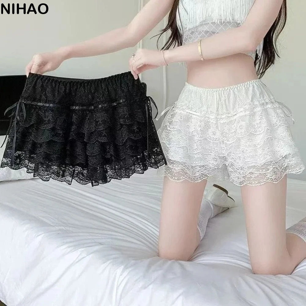 Kawaii Lace Ruffle Shorts – Lolita Layered Safety Pants Lace Ruffle Shorts Axl