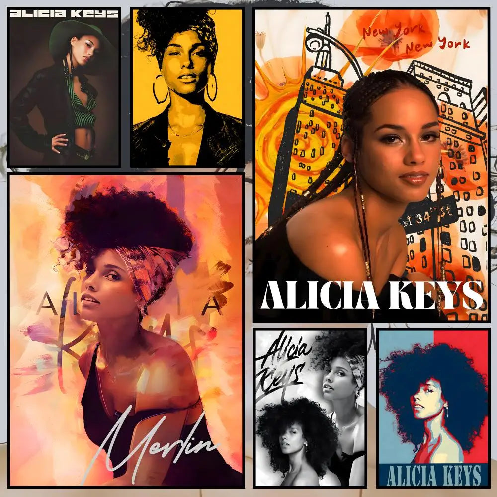 Alicia Keys Waterproof Peel-and-Stick HD Wall Poster | Art Print Wall Art Poster Axl