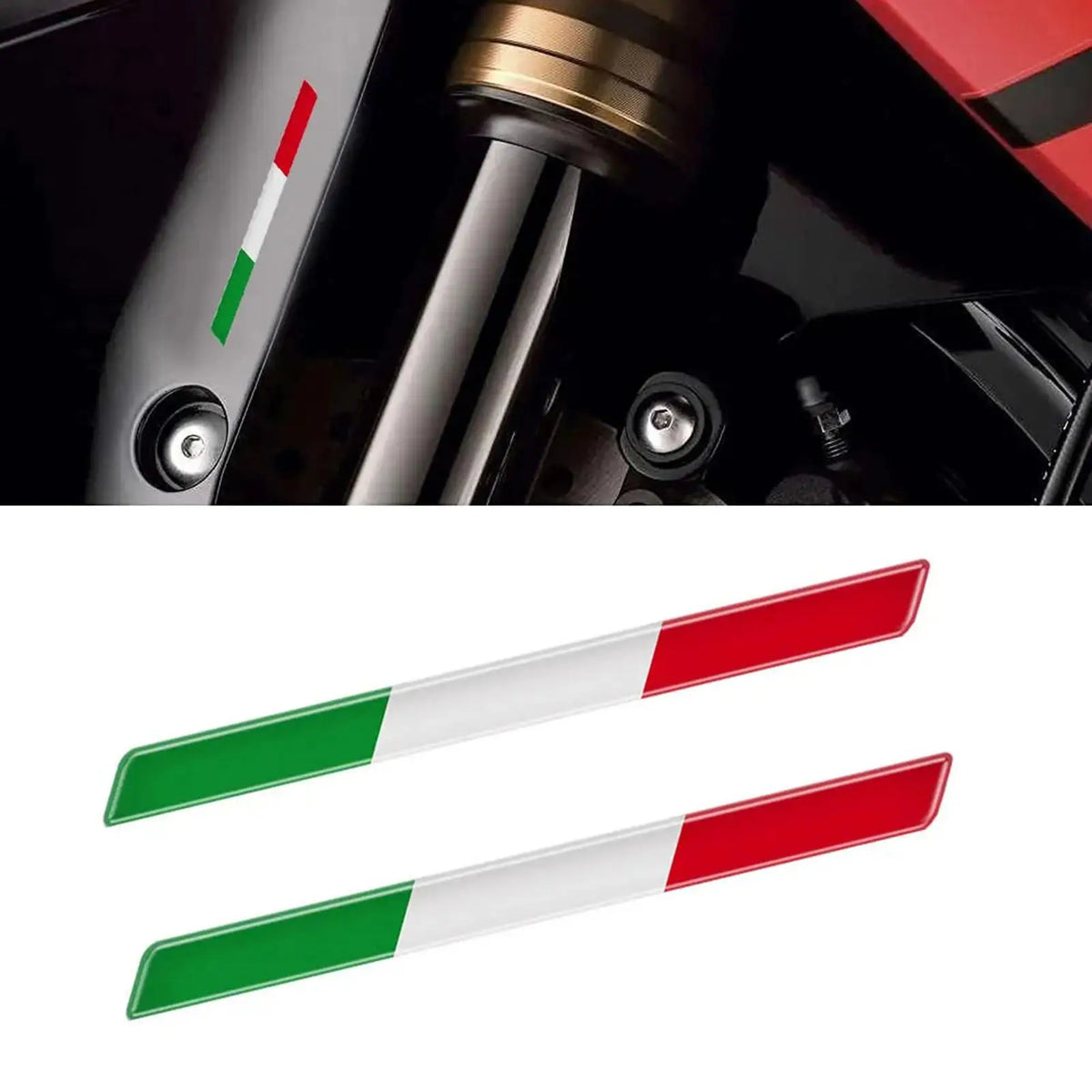 Italian Tricolor Flag 3D Epoxy Stickers – 2-Pack Car & Moto Epoxy Flag Decal Axl