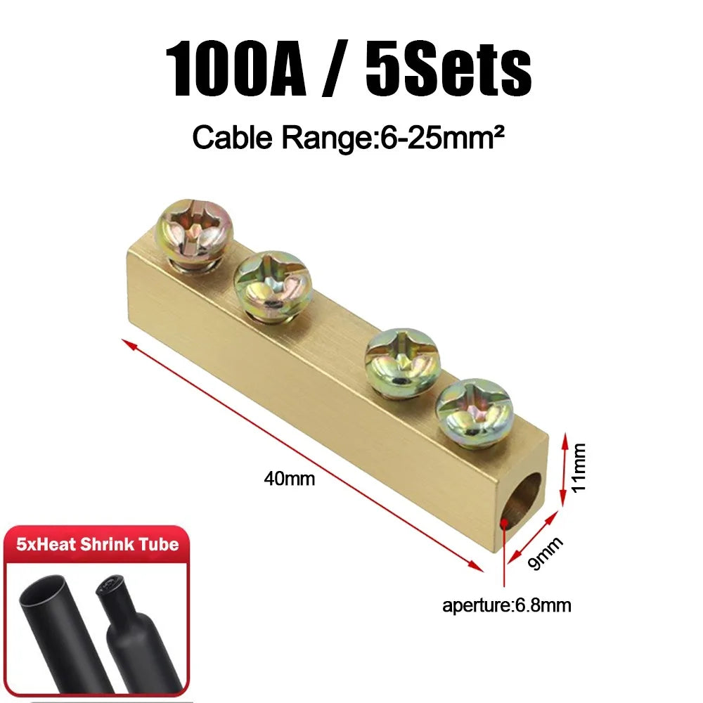 Waterproof Brass Terminal Block Wire Connector 10A 20A 60A Butt Joint Wire Terminal Connector Axl 100A Square-4holes