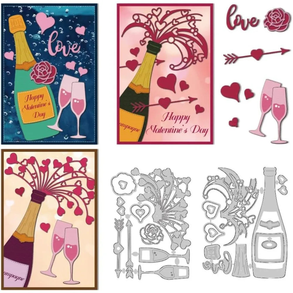 Champagne Love Die Cuts – Celebration Frame Scrapbooking Stencils Scrapbooking Cutting Dies Axl AECH04-19527