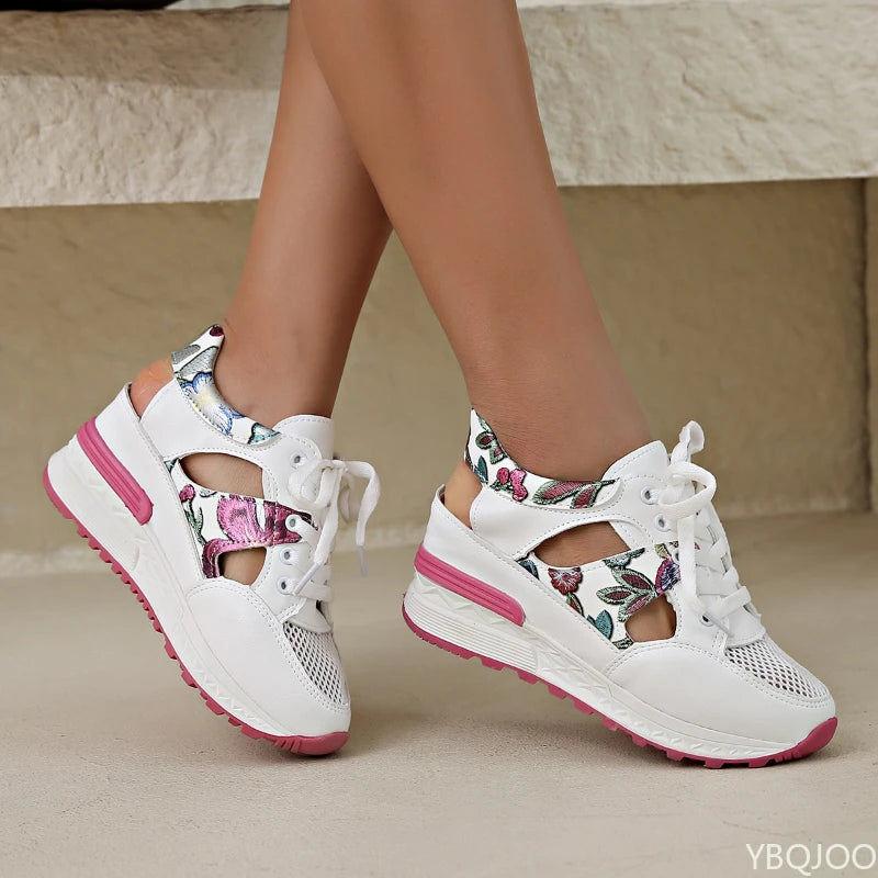Women's Lace-Up Wedge Sandals – Breathable Casual Sport Shoes Women's Wedge Sandals Axl Pink 40