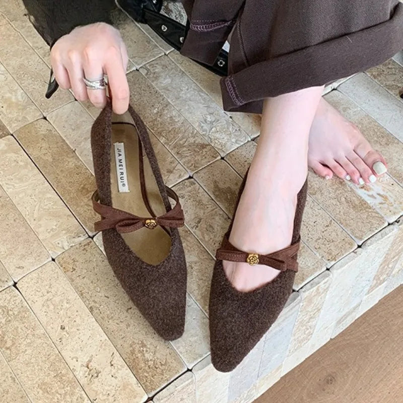 Women's Mary Jane Low Heel Dress Shoes – Bowknot Tweed Pumps Mary Jane Pumps Axl