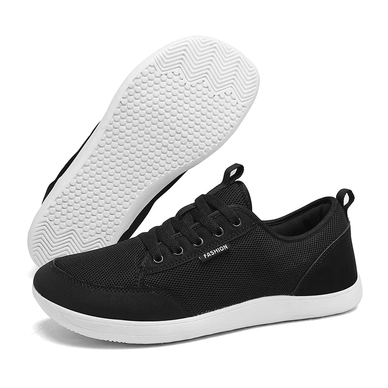 ZULIWAGN Men's Breathable Mesh Walking Shoes | Wide Fit Men's Walking Shoes Axl Black White 42