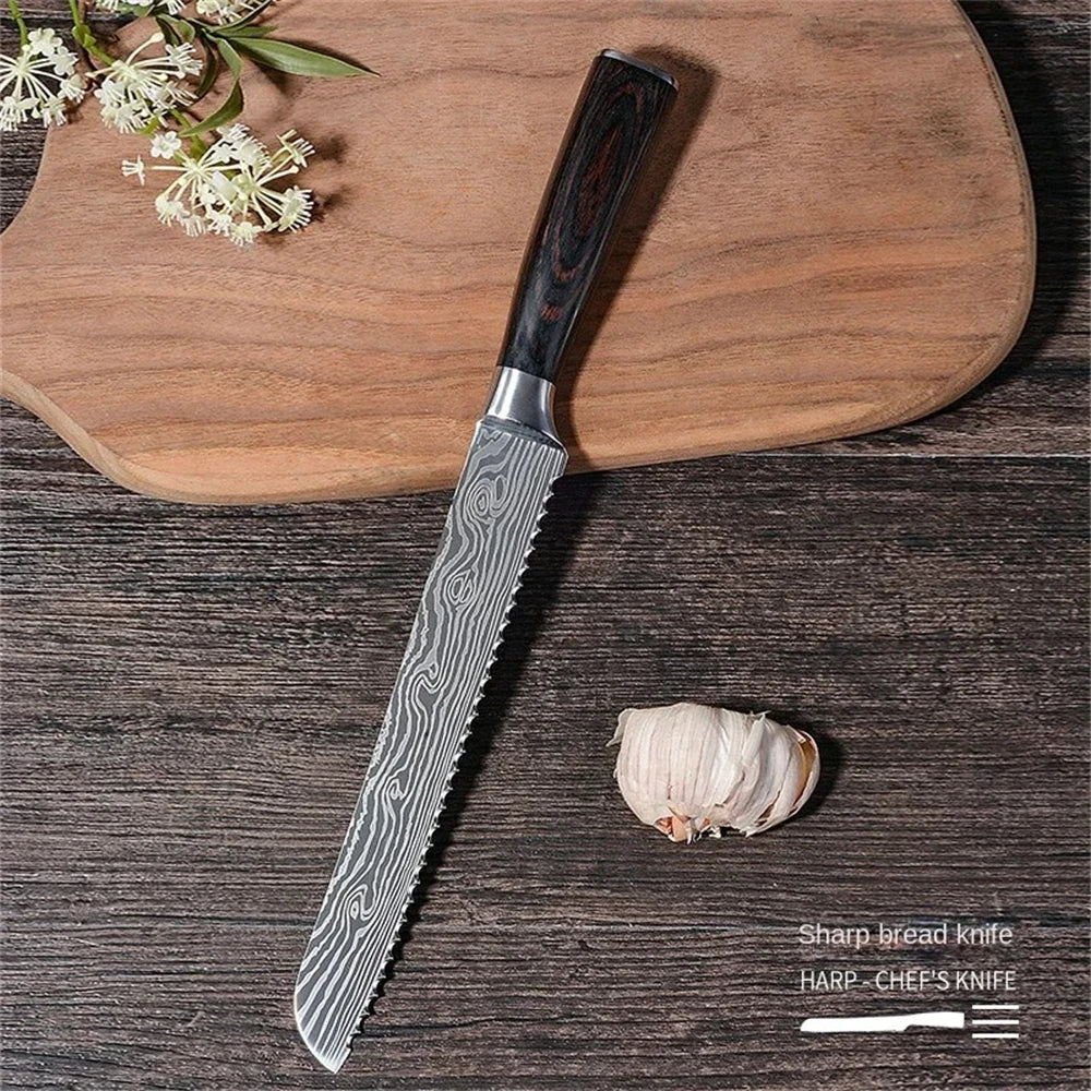 Damascus Serrated Bread Knife – Chef Slicing & Cheese Knife Serrated Bread Knife Axl