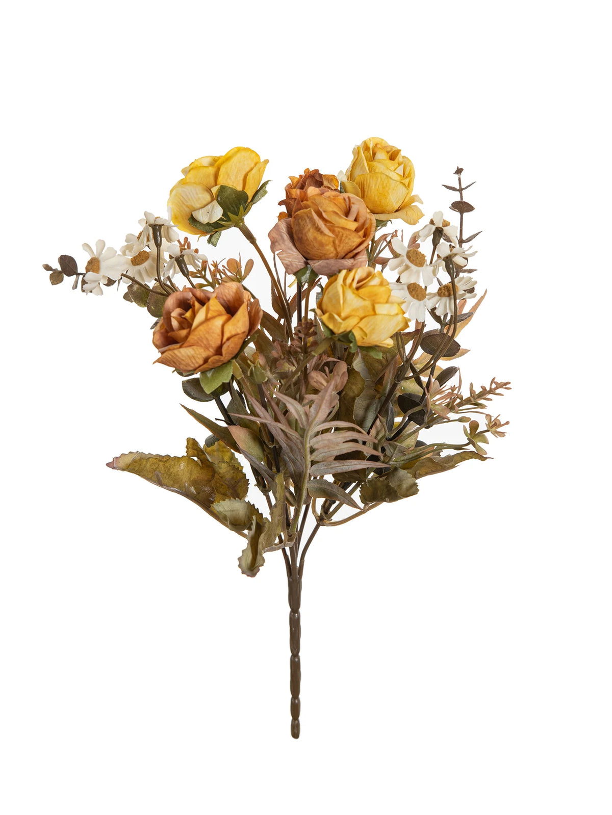 Silk Rose Artificial Flower Bouquet – Wedding & Home Decor Artificial Flower Bouquet Axl YELLOW 1PC
