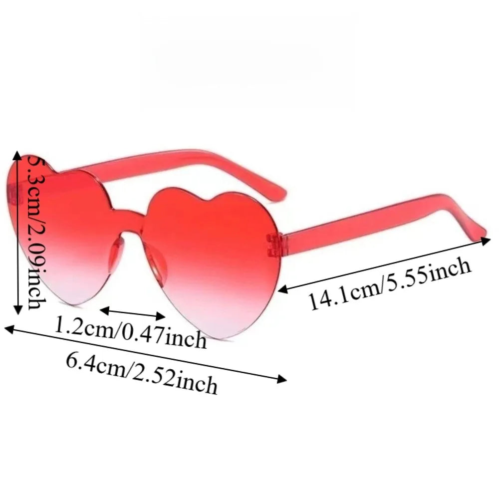 Heart Shape UV Sunglasses – Colorful Gradient Rimless Shades Fashion Sunglasses Axl