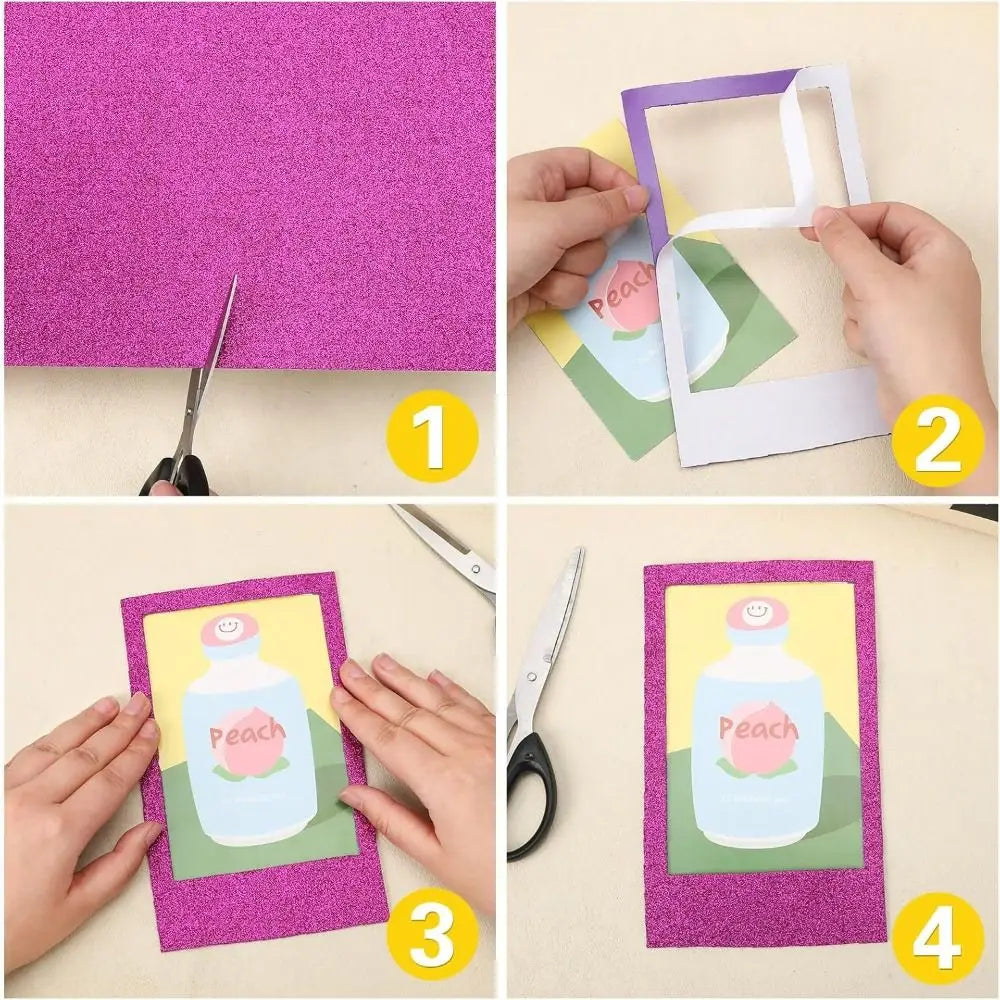 10-Pack Glitter EVA Foam Paper – Self-Adhesive A4 Craft Sheets Glitter Foam Craft Paper Axl