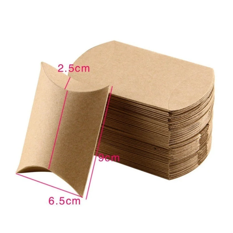 50 Kraft Paper Pillow Boxes – Wedding & Party Gift Candy Boxes Gift Pillow Boxes Axl