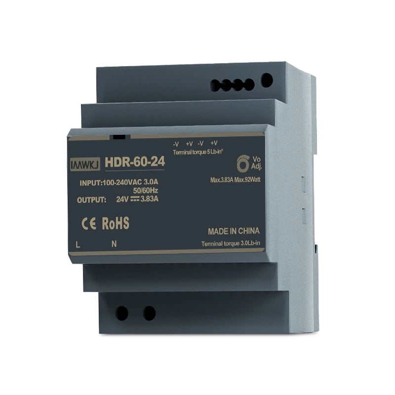 DIN Rail Switching Power Supply AC–DC 5V–48V | HDR-30/60/100 DIN Rail Power Supply Axl