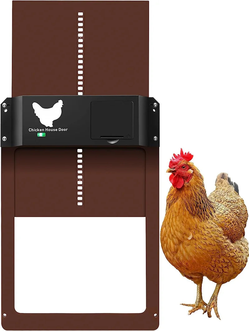 Automatic Chicken Coop Door Opener | Light Sensor Battery Powered Automatic Coop Door Axl Brown