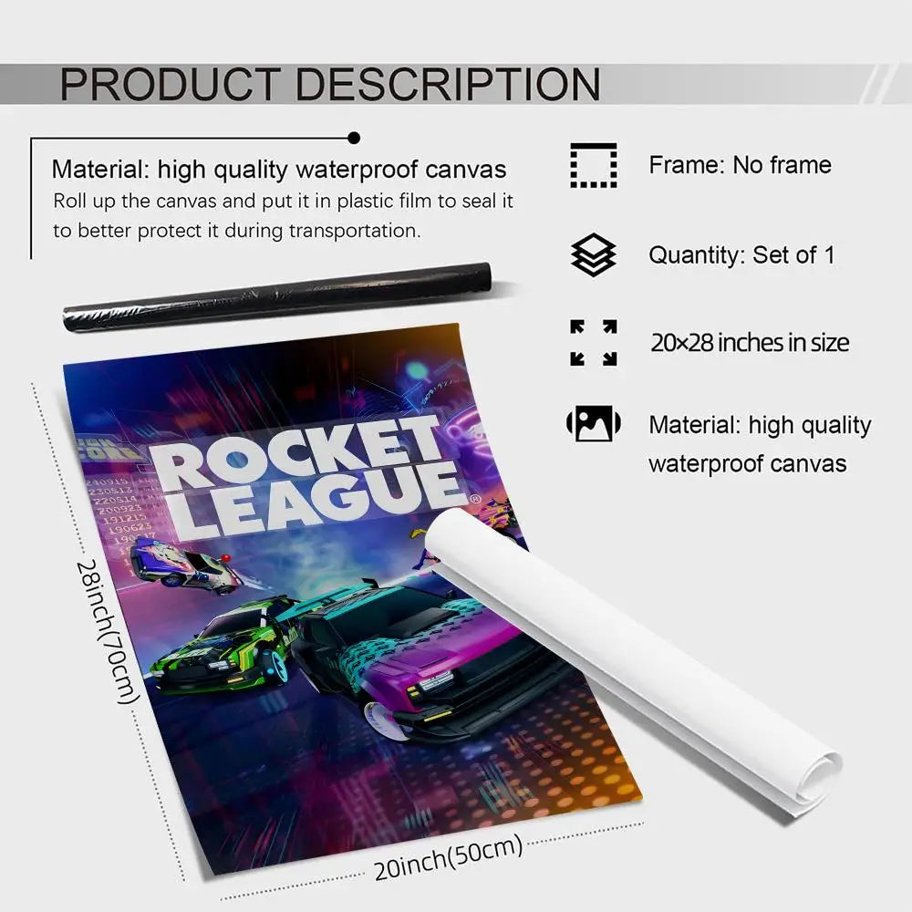 Rocket League Flower Canvas Wall Art – Unframed Poster Print Canvas Wall Art Axl