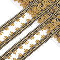 18 Yards Black & Gold Metallic Lace Ribbon Trim | Upholstery Decorative Ribbon Trim Axl AECH04-13501