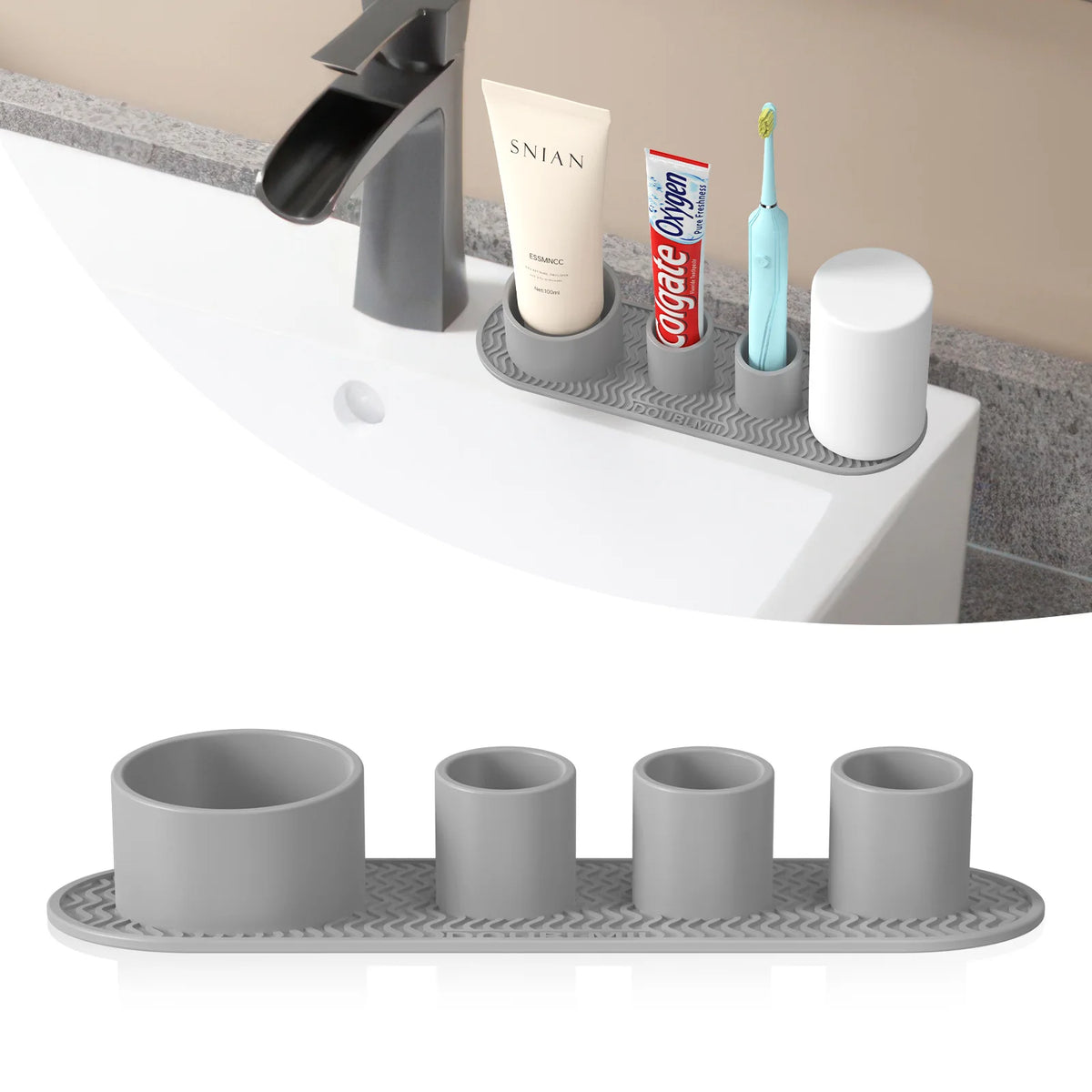 Silicone Toothbrush Holder – Bathroom Countertop Organizer Toothbrush Holder Axl Grey