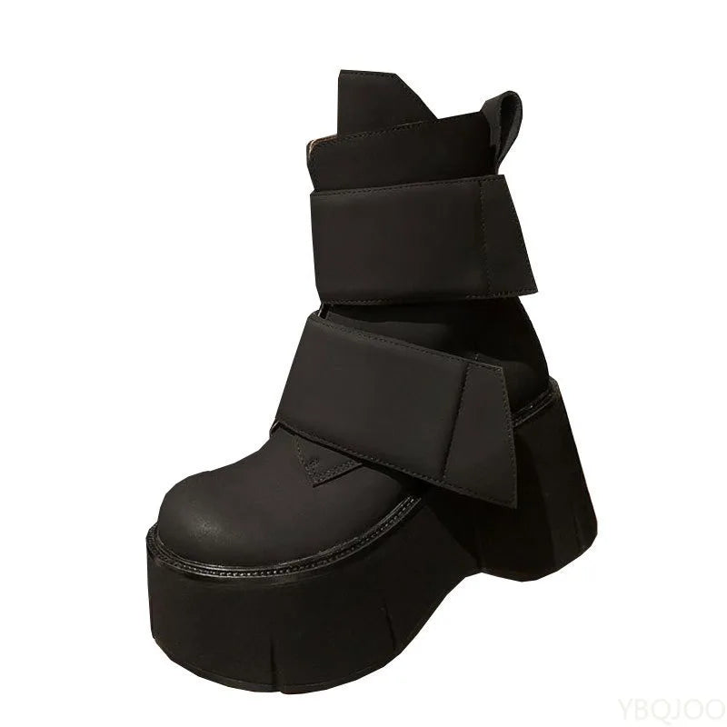 Women's Thick Sole Height Increasing Mid-Calf Boots Platform Mid-Calf Boots Axl