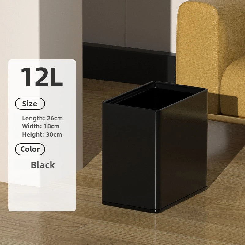 Stainless Steel Trash Can 12L – Modern Open-Top Waste Bin Stainless Waste Bin Axl Black