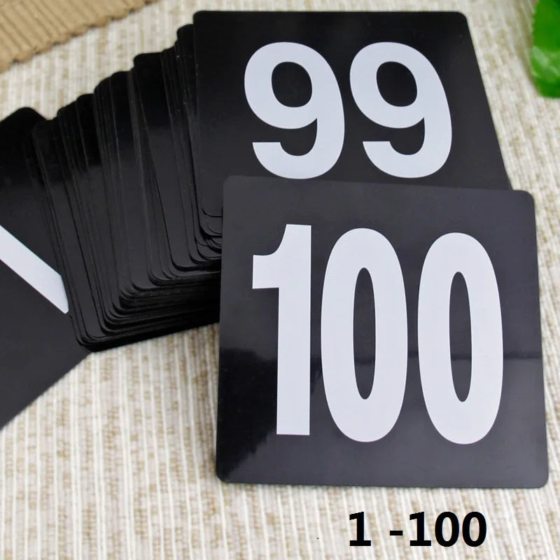 Plastic Table Number Cards 1–100 Double-Sided | Wedding & Events Table Number Cards Axl Black 1 to 100
