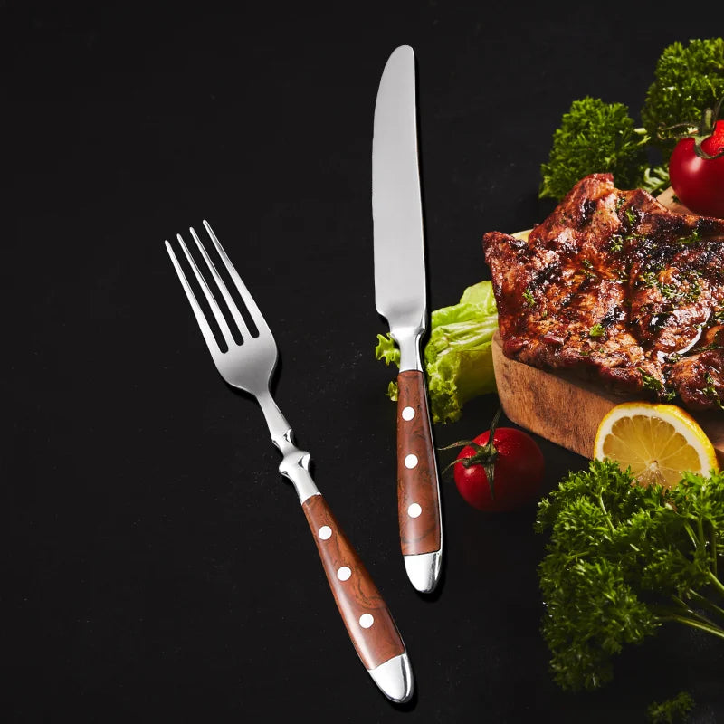 Elegant Stainless Steel Cutlery Set – Fork, Spoon & Steak Knife Stainless Steel Flatware Axl