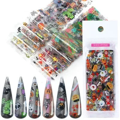 Holographic Nail Art Stickers – Christmas & Halloween 3D Decals Nail Art Stickers Axl Halloween