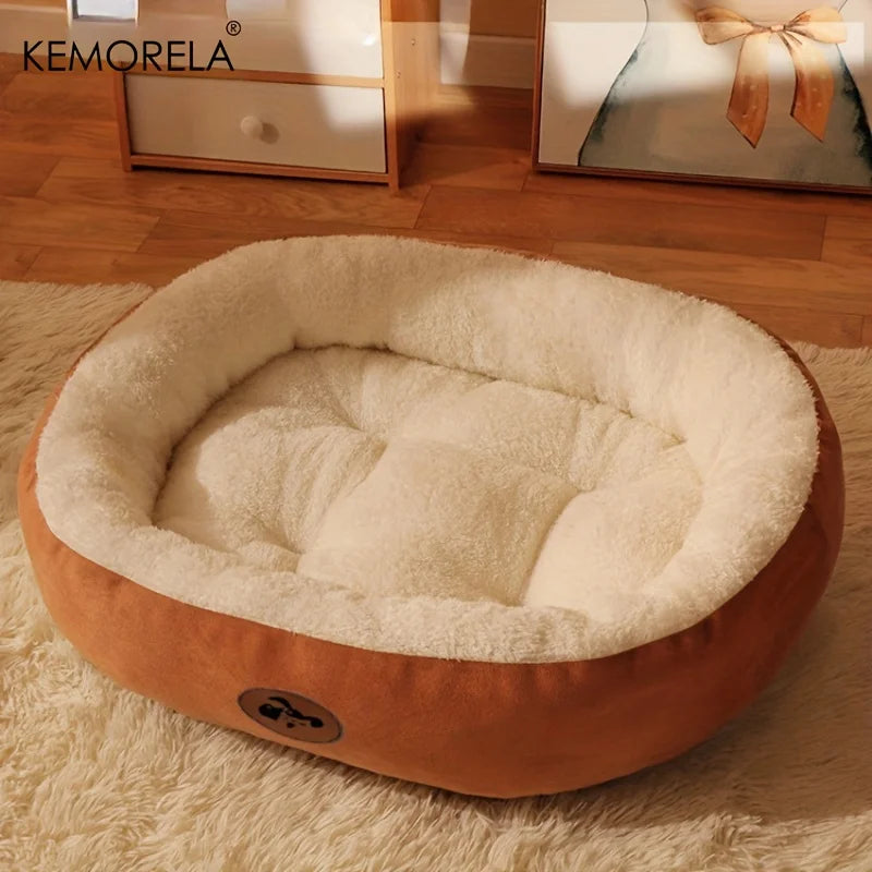 KEMORELA Cozy Oval Plush Pet Bed – Cats & Small Dogs Plush Pet Bed Axl