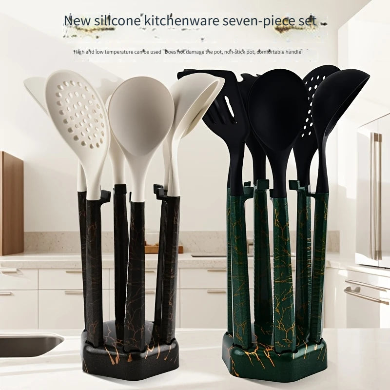 7-Piece Silicone Cooking Utensils Set – Non-Stick Safe Kitchen Silicone Utensil Set Axl