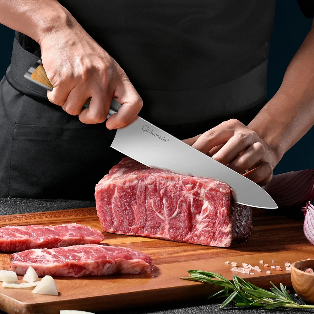 Sunnecko 6-Piece Kitchen Knife Set with Wooden Block Kitchen Knife Set Axl