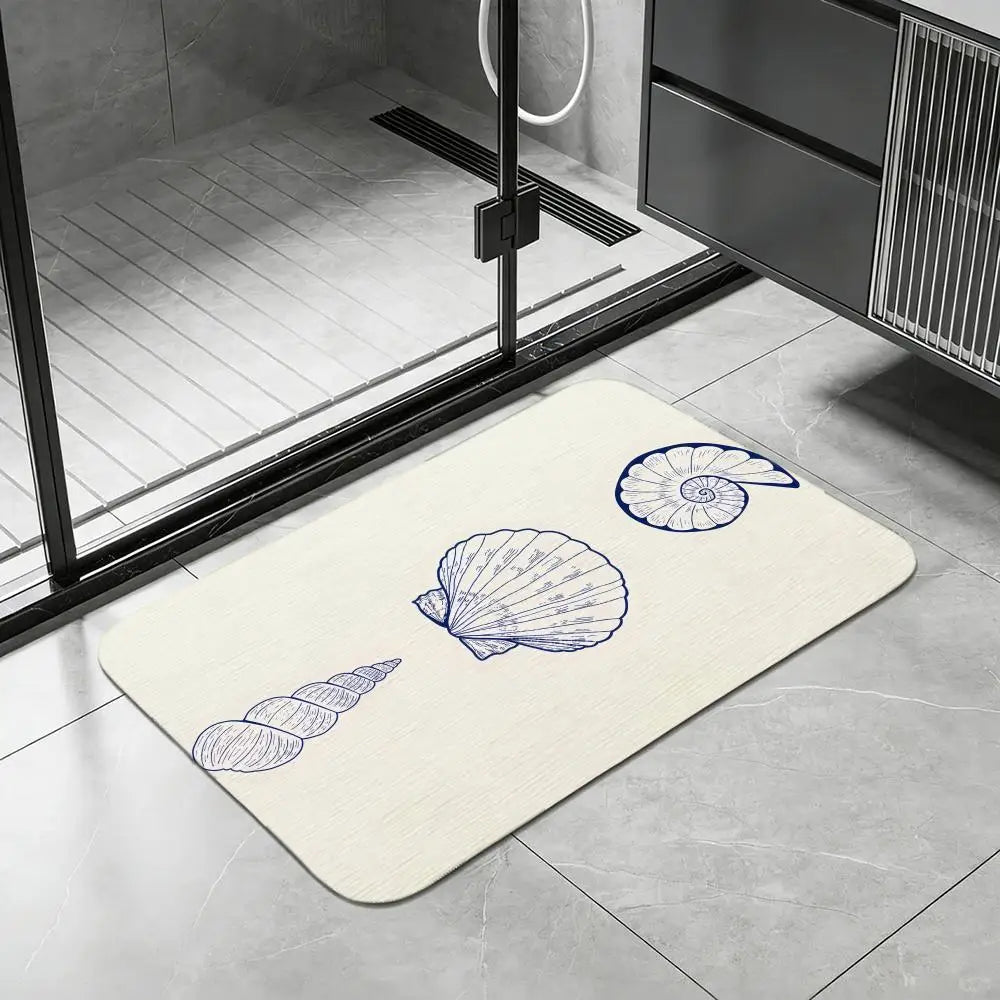 Mediterranean Shell Diatomite Bath Mat – Quick Dry Non-Slip Diatomite Bath Mat Axl White4 50x80cm