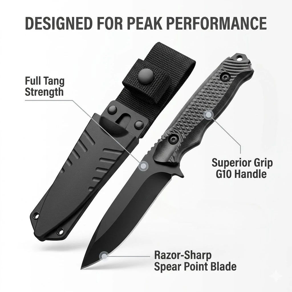 PLYS Dragon Bone Fixed Blade Knife – Outdoor Stainless Steel Fixed Blade Knife Axl