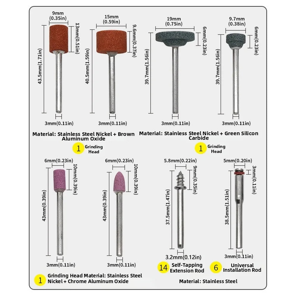 Rotary Tool Accessory Set – Sanding, Grinding & Polishing Kit Rotary Tool Accessory Kit Axl