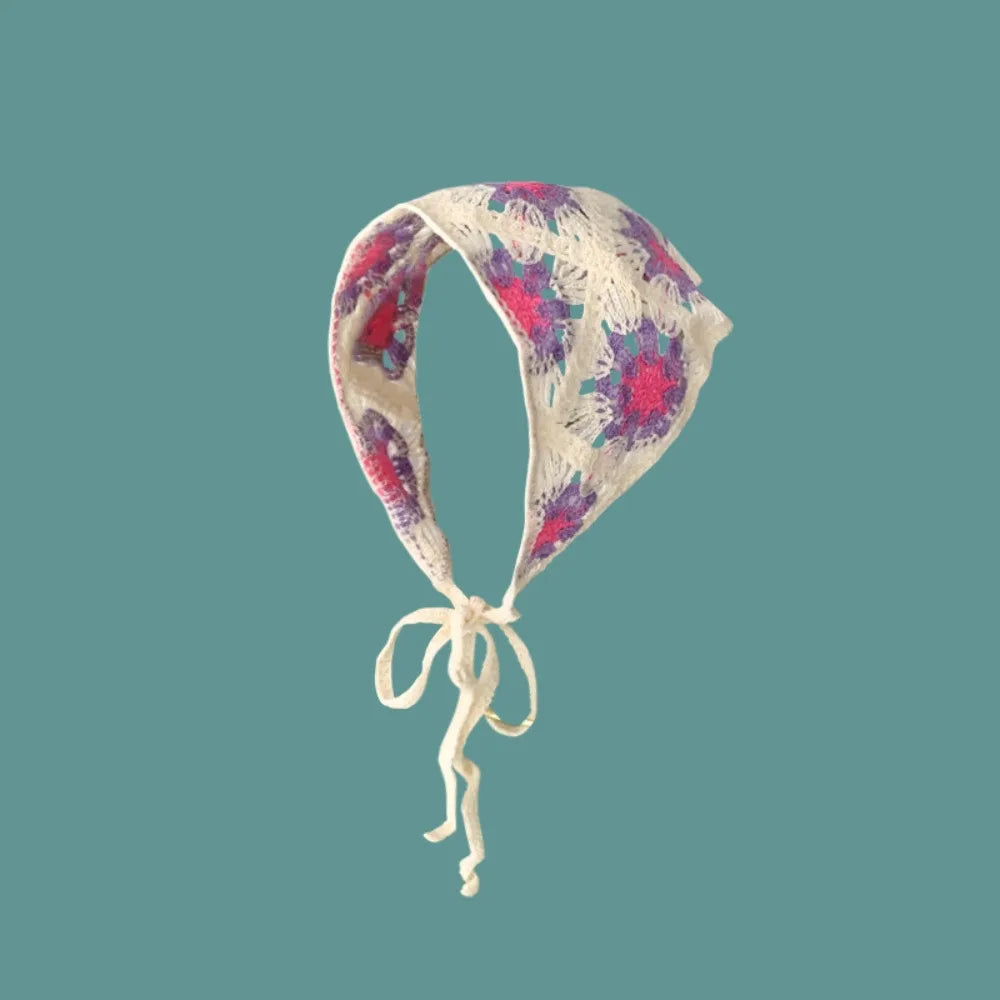Women's Crochet Triangle Headband – Floral Beach Turban Crochet Headband Axl Style 12