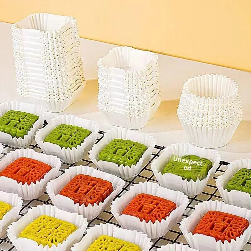 Square Mooncake Paper Liners 100/250Pcs – Oil-Proof Brownie Cups Baking Paper Liners Axl