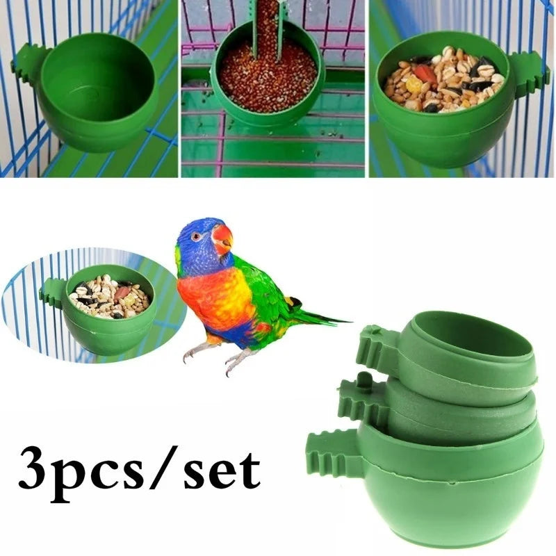 3-Pack Bird Cage Feeder Bowls for Parrots, Pigeons & Pet Birds Bird Cage Feeder Axl