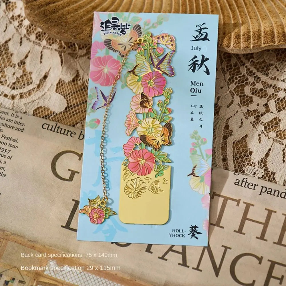 Retro Metal Hollow Flower Bookmark with Tassel | Chinese Style Metal Bookmark Axl Style 7