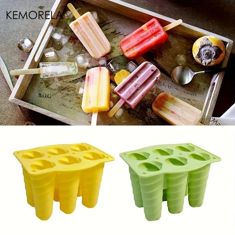 6-Hole Silicone Popsicle Molds – DIY Ice Cream & Ice Pop Maker Popsicle Mold Set Axl
