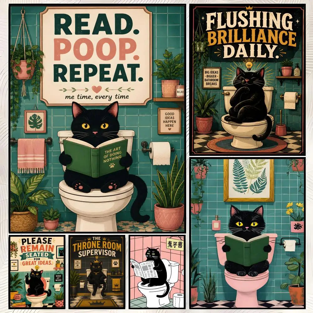 Funny Cat Slogan Self-Stick PVC Wall Art Poster – Waterproof Wall Art Poster Axl