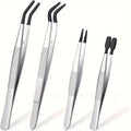 Precision Tweezers Set 1-5 PCS – Rubber Grip, Jewelry & DIY Precision Tweezers Set Axl Black 4pcs
