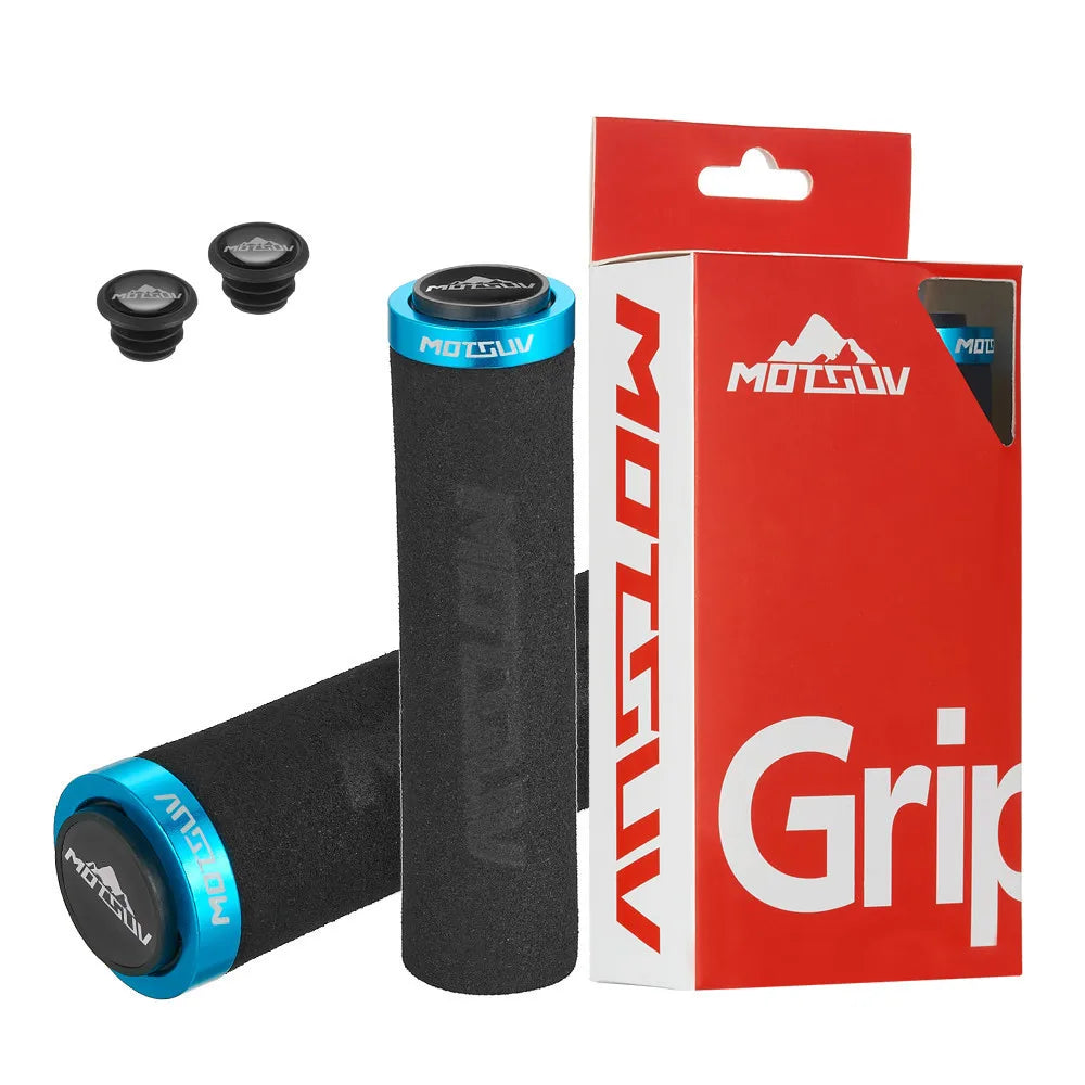 Lock-On Bike Handlebar Grips – Ultralight Aluminum MTB BMX Bike Handlebar Grips Axl Black Blue Ring