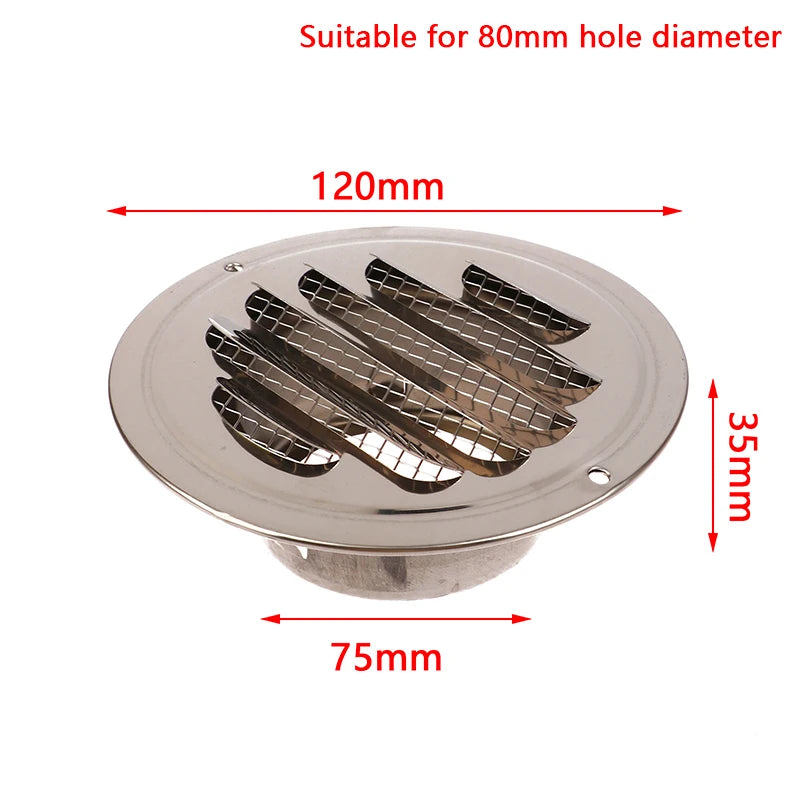 Round Stainless Steel Air Vent Grille | 70–150MM Wall Duct Cover Vent Grille Cover Axl 80MM