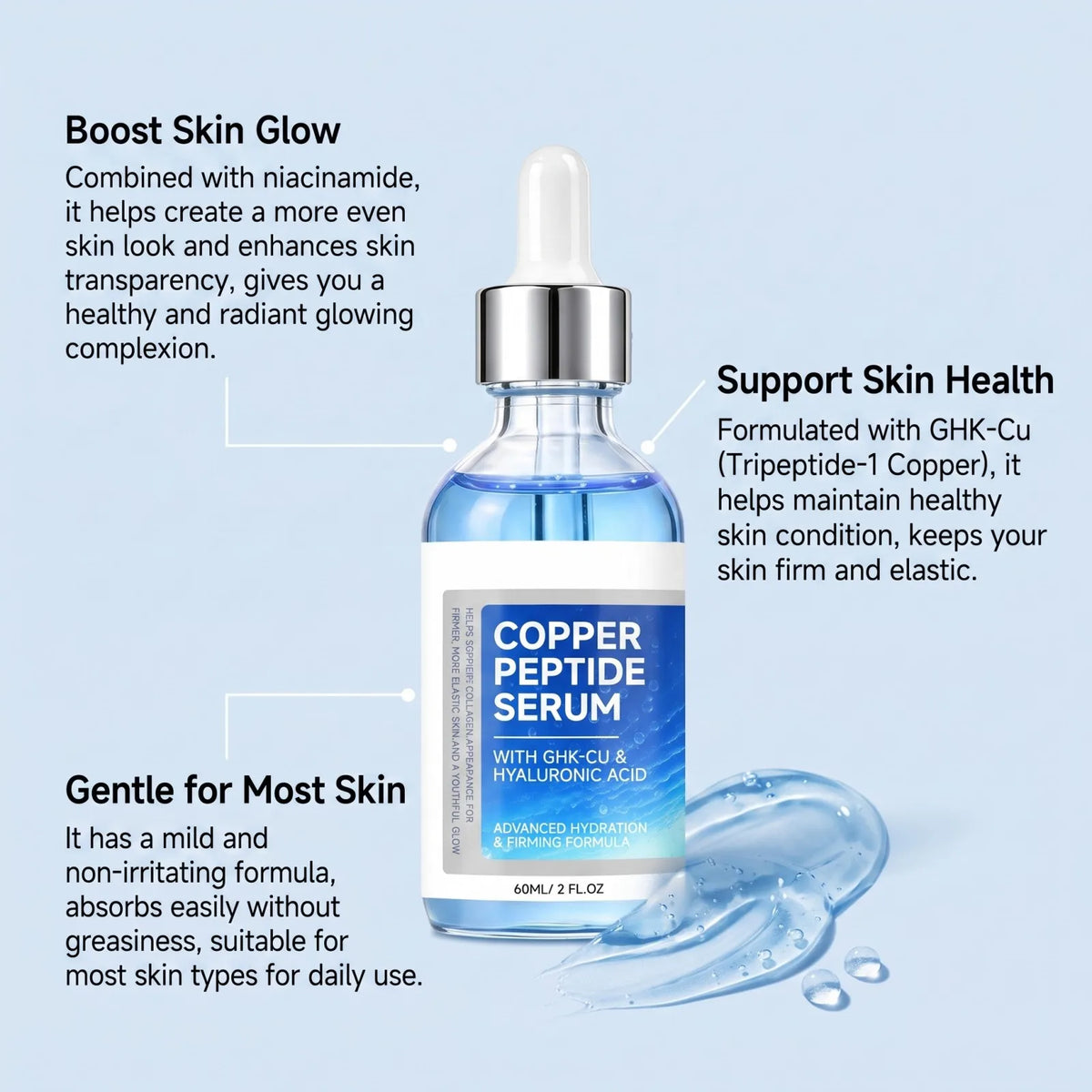 Copper Peptide Face Serum GHK-Cu, Hyaluronic Acid & Niacinamide Face Serum Axl