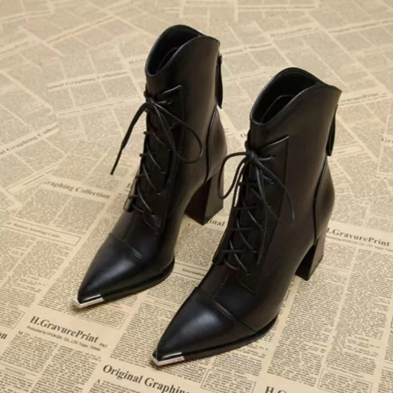 Women's 8cm High Heel Pointed Toe Chelsea Ankle Boots High Heel Ankle Boots Axl